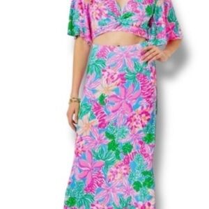 Lilly Pulitzer Minka 2 pc maxi skirt set sz XL
